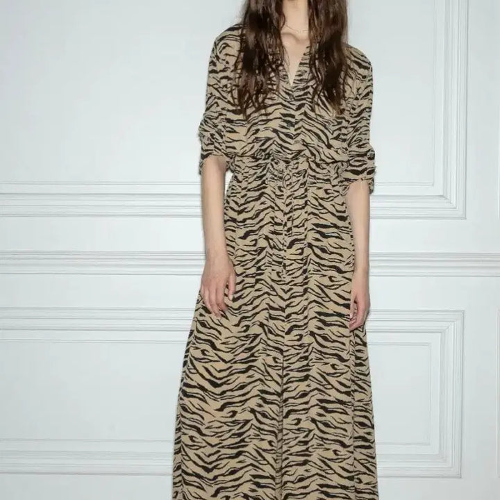 [BUNJANG] ZADIG &amp; VOLTAIRE Radial Tiger Print Maxi Dress / 쟈딕앤볼테르 Radial 타이거 프린트 맥시 드레스