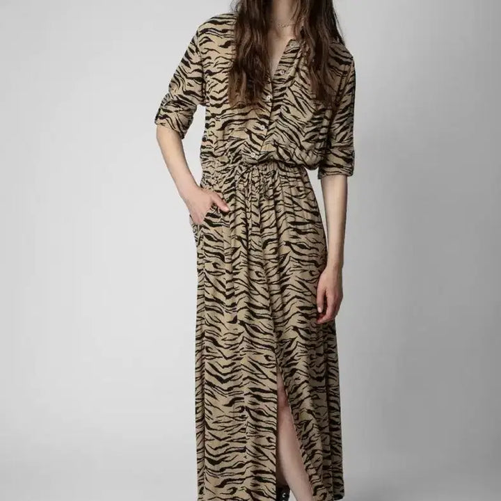 [BUNJANG] ZADIG &amp; VOLTAIRE Radial Tiger Print Maxi Dress / 쟈딕앤볼테르 Radial 타이거 프린트 맥시 드레스