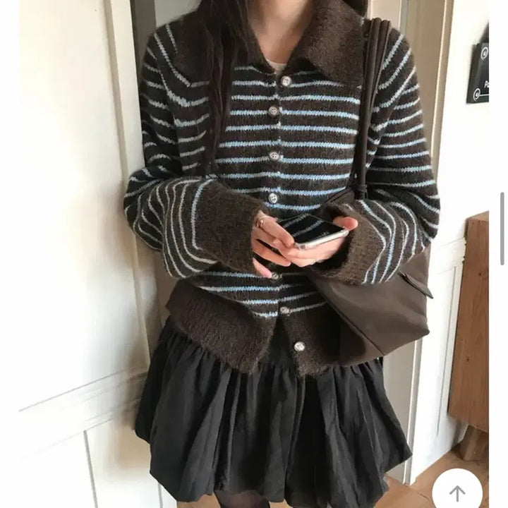 [BUNJANG] Near Weare Cento Striped Collar Cardigan / 니어웨어 센토 스트라이프 카라 가디건 에이블리
