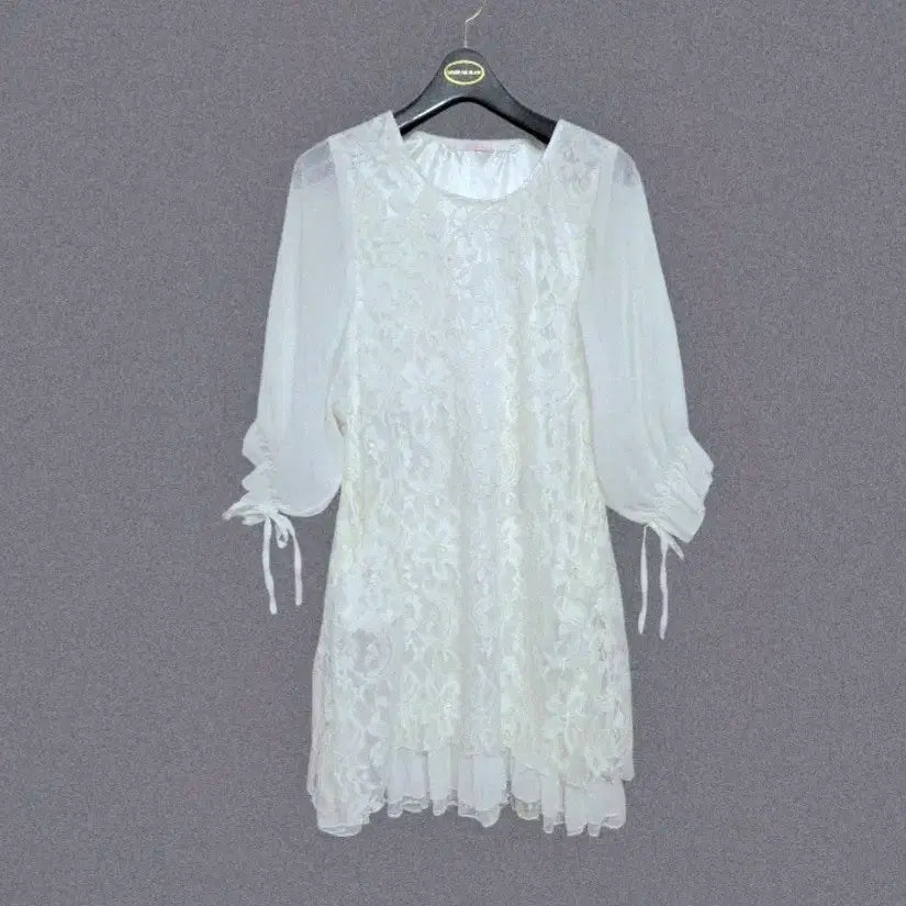 [BUNJANG] White Lace Chiffon Dress / 55 여성 원피스 레이스 쉬폰 원피스 화이트 흰색 원피스