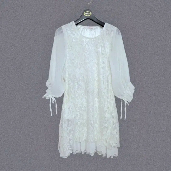 [BUNJANG] White Lace Chiffon Dress / 55 여성 원피스 레이스 쉬폰 원피스 화이트 흰색 원피스