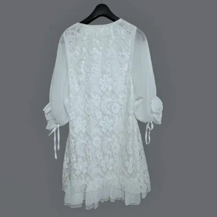 [BUNJANG] White Lace Chiffon Dress / 55 여성 원피스 레이스 쉬폰 원피스 화이트 흰색 원피스