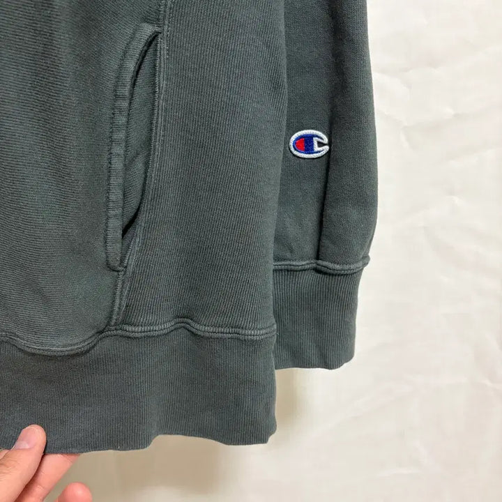 [BUNJANG] Champion Reverse Weave Loose Fit Logo Hoodie Olive M / 챔피온 리버스위브 루즈핏 로고 후드티 / 올리브, M