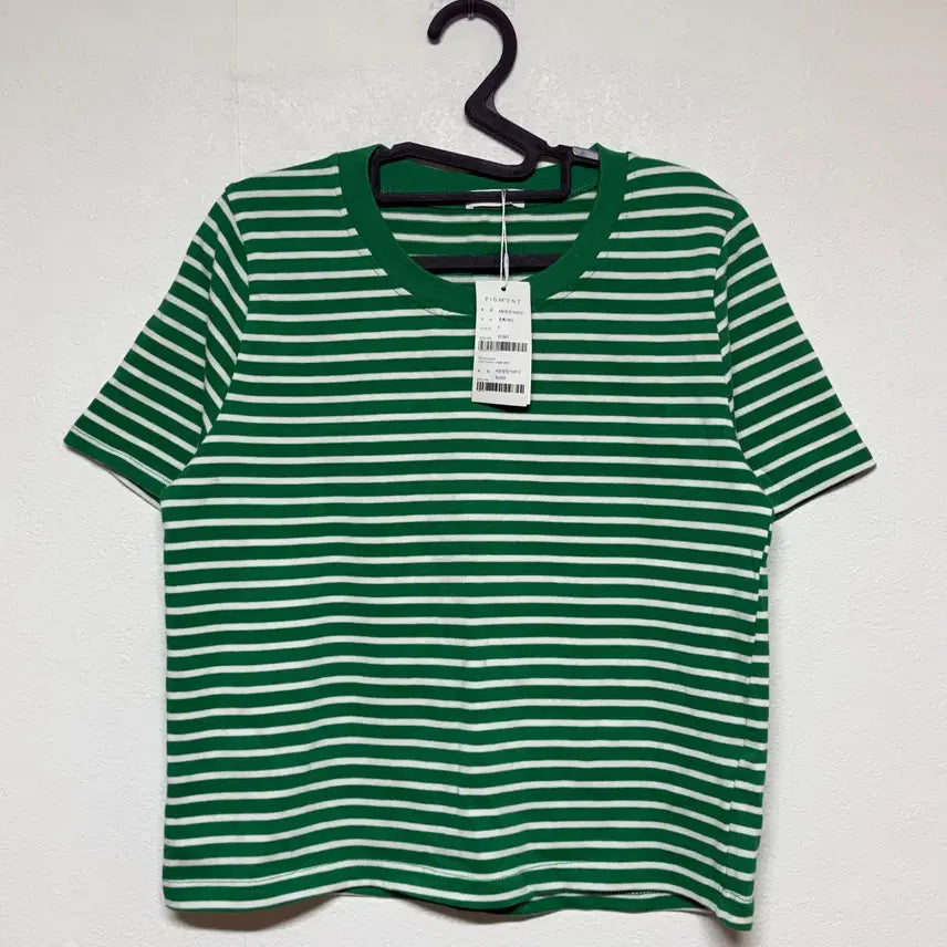 [BUNJANG] Pigment Stripe T-Shirt - Green / (새상품) 피그먼트 스트라이프 반팔티 F 그린