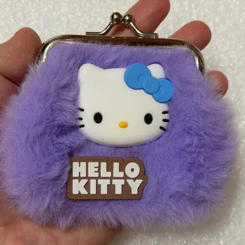 [BUNJANG] Hello Kitty Plush Coin Purse Keychain - Purple / 헬로키티 똑딱 퍼 털동전지갑 키링 퍼플