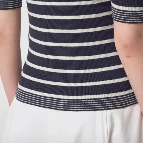 [BUNJANG] Hansome Mine Ribbed Texture Striped Knit Top / 한섬 마인 리브 텍스처 스트라이프 니트 탑