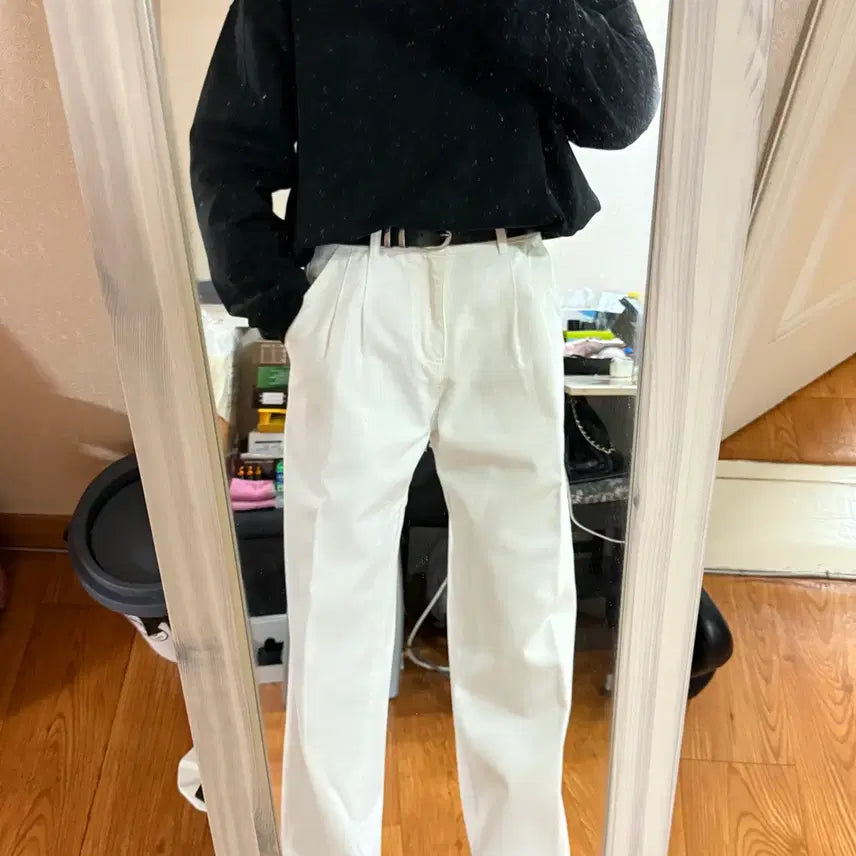 [BUNJANG] In-Laws Florence Washed Two-Tuck Comfort Wide Pants (Off-White, 28) / 인로우스 - 피렌체 워싱 투턱 컴폴트 와이드 (오프화이트/28)