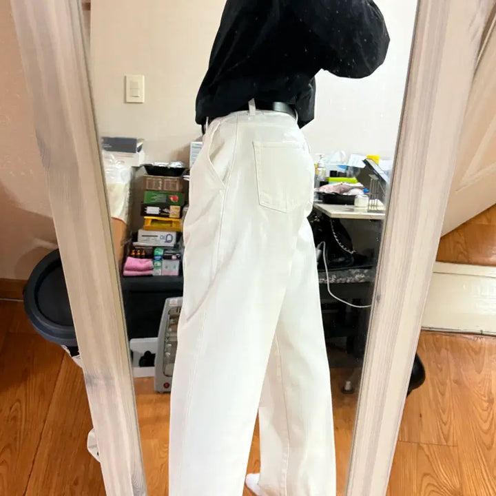 [BUNJANG] In-Laws Florence Washed Two-Tuck Comfort Wide Pants (Off-White, 28) / 인로우스 - 피렌체 워싱 투턱 컴폴트 와이드 (오프화이트/28)