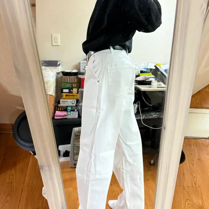 [BUNJANG] Make It Two Fatigue Wide White Jeans / 메이킷투 - 퍼티그 와이드 화이트 진 (찐화이트/S)