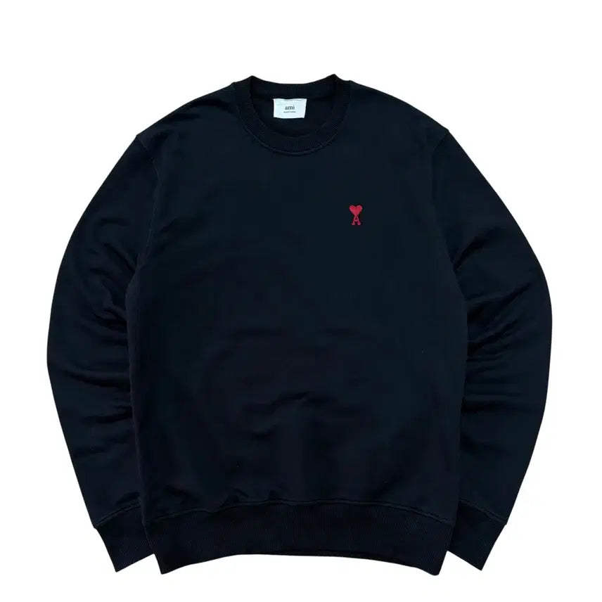 [BUNJANG] Ami Ami Small Heart Embroidery Deep Black Sweatshirt / Ami 아미 맨투맨