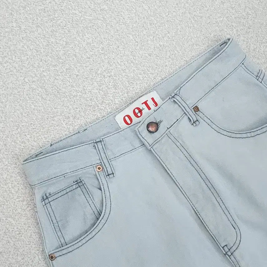 [BUNJANG] LOOTJ Two-Tone Denim Pants Wide Jeans / (L)OOTJ 여자 투톤 데님 팬츠 와이드 청바지 캐주얼 F4W3042