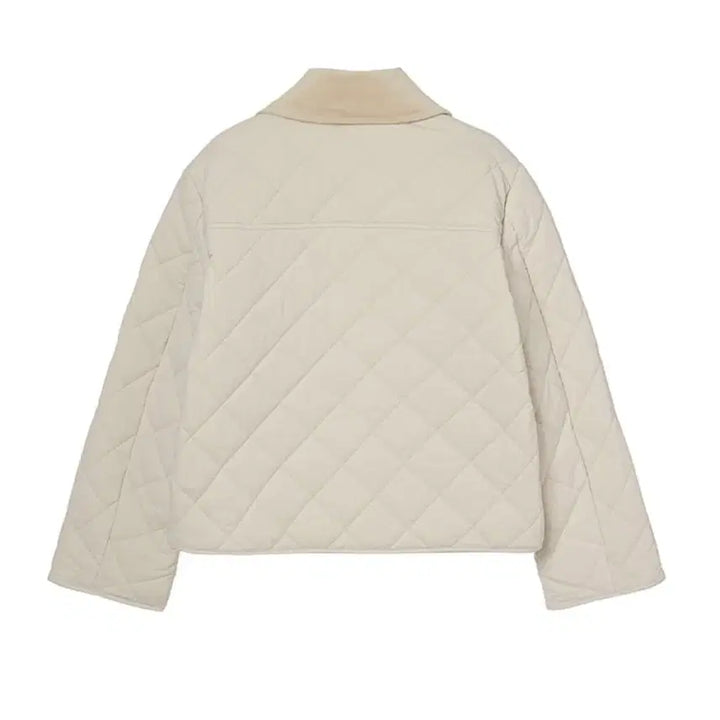 [BUNJANG] Olive Des Olive Corduroy Quilted Padding Jumper / 올리브데올리브 코듀로이 카라배색 다이아 퀼팅 패딩점퍼
