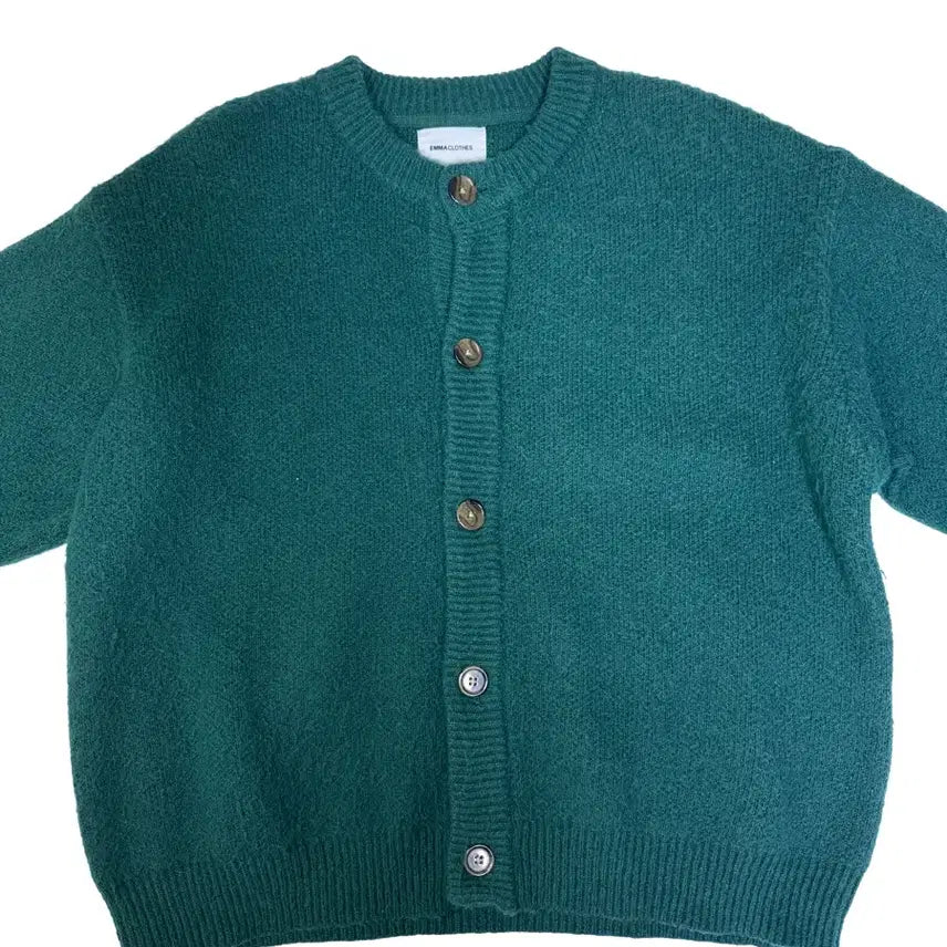 [BUNJANG] EMMA CLOTHES Boucle Round Cardigan Green M / 엠마 클로즈 EMMA CLOTHES 부클 라운드 가디건 그린 M