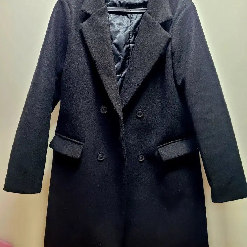 [BUNJANG] Black Double Button Coat / 블랙 더블 버튼 코트
