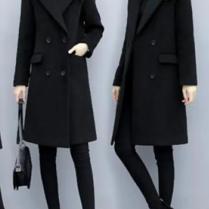 [BUNJANG] Black Double Button Coat / 블랙 더블 버튼 코트