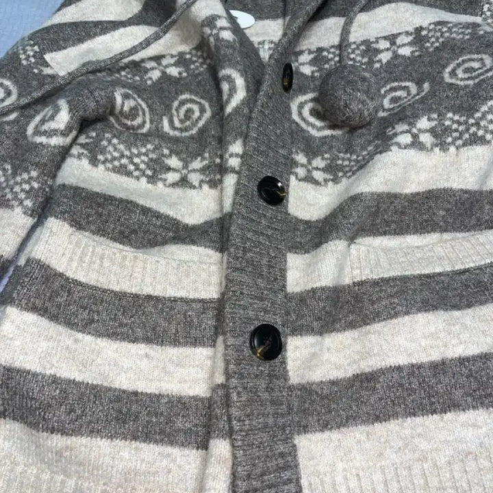 [BUNJANG] Hug Your Skin Pompom Hooded Cardigan - Brown / 허그유어스킨 폼폼 후드 가디건 브라운