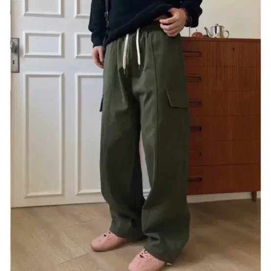 [BUNJANG] Vague Cargo Wide Pants - Khaki / 베이그 카고 와이드 팬츠 카키