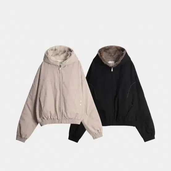 [BUNJANG] Hairly Cropped Bomber Jacket Black / 헤어리 크롭 봄버 자켓 블랙
