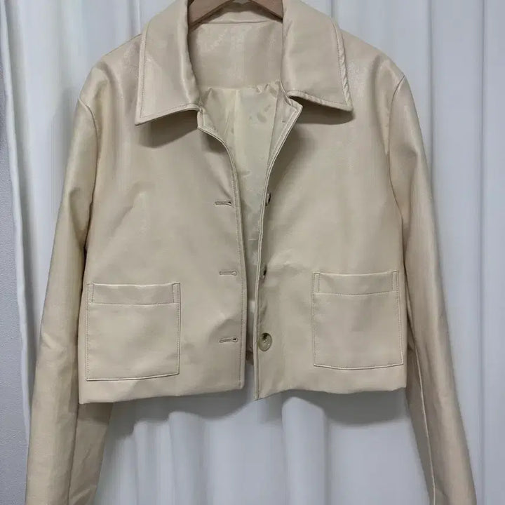[BUNJANG] Ivory Faux Leather Jacket / [새상품] 아이보리 레더 자켓