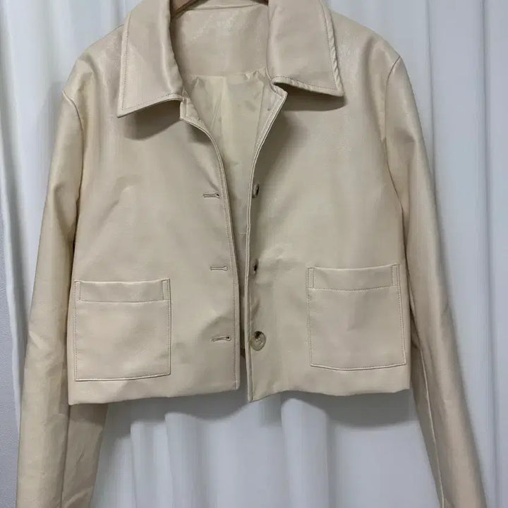 [BUNJANG] Ivory Faux Leather Jacket / [새상품] 아이보리 레더 자켓