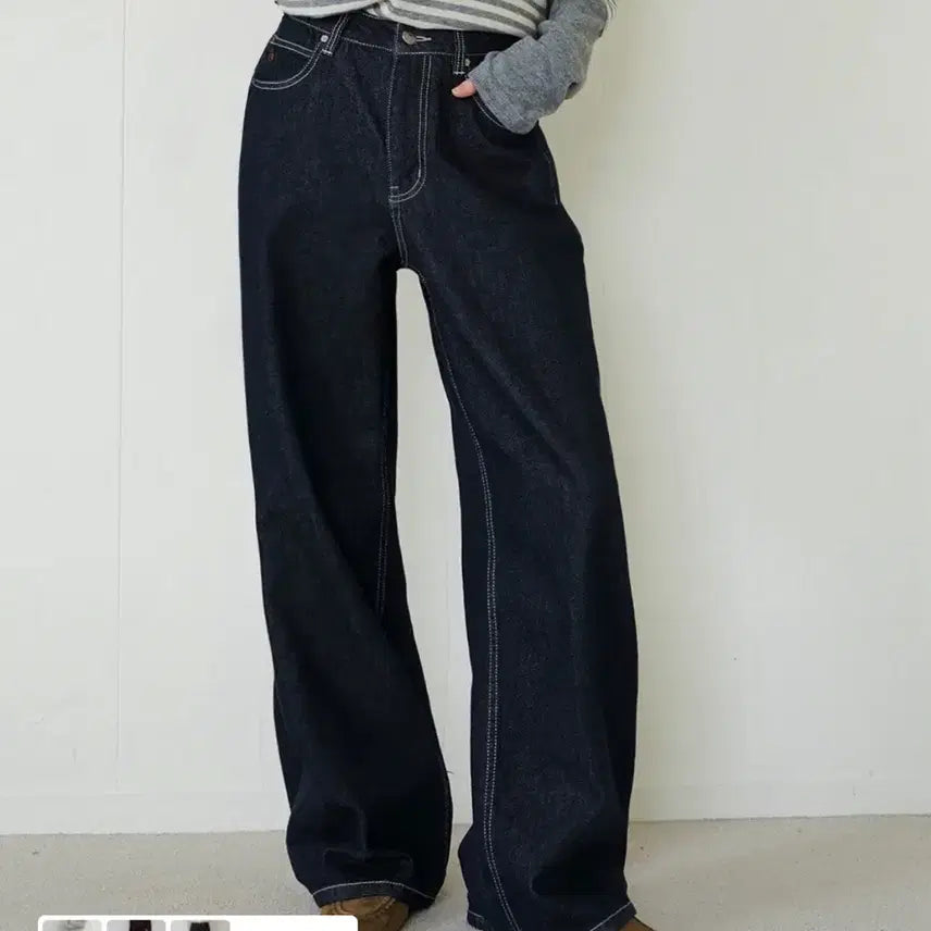 [BUNJANG] HEIRLY Sally Classic Wide Denim Pants Indigo / 히어리 샐리 클래식 와이드 데님 팬츠 인디고