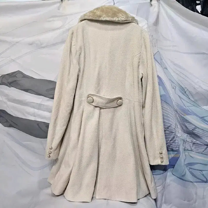 [BUNJANG] Mary Rose Ivory Fur Collar Ribbon Coat / Mary Rose 아이보리 퍼 카라 리본 코트