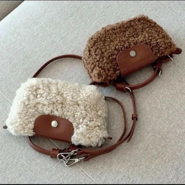 [BUNJANG] Real Lambswool Tote Crossbody Bag / 새상품 리얼 양털 토트 크로스백