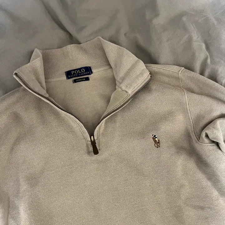 [BUNJANG] Polo Ralph Lauren Beige Zip-up Knit Sweater / 폴로 랄프로렌 베이지 집업니트 S