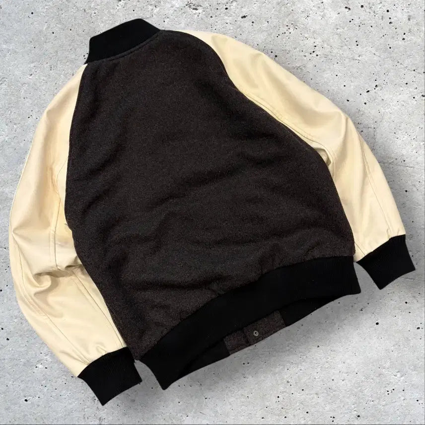 [BUNJANG] Uniqlo Leather Sleeve Stadium Varsity Jacket / [M] 유니클로 레더 소매 스타디움 바시티 자켓 D160