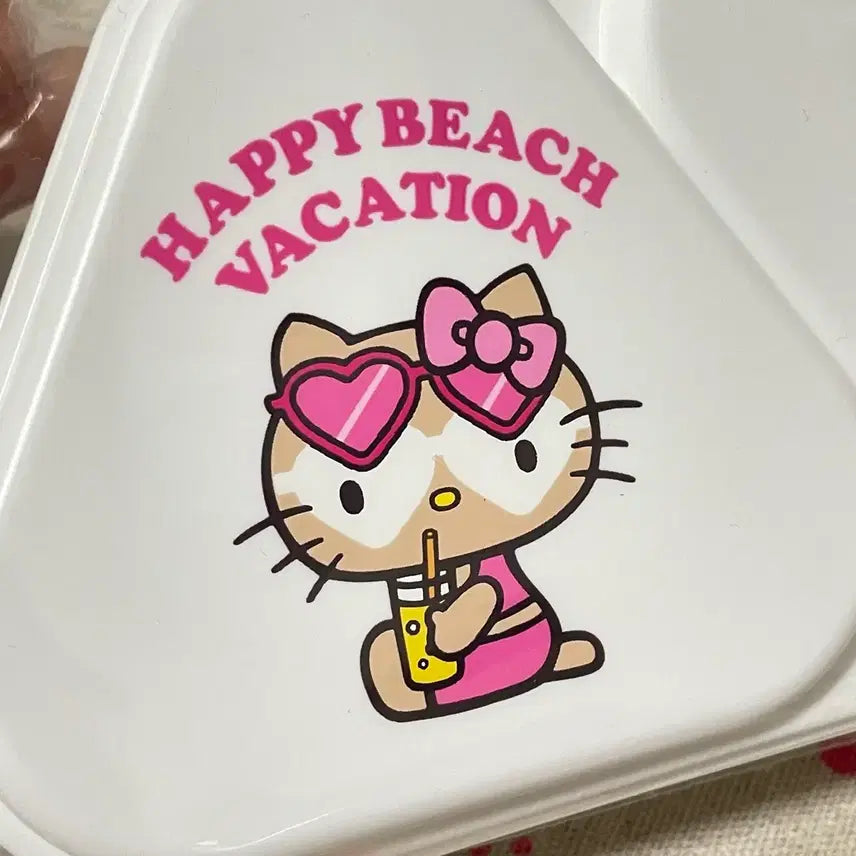 [BUNJANG] Hello Kitty Tanning Kitty White Onigiri Bento Box / 헬로키티 태닝키티 화이트 삼각김밥 케이스 다이어트 점심도시락