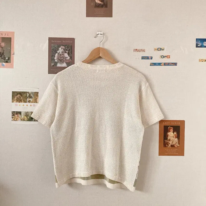 [BUNJANG] Pastel Waffle Knit Short Sleeve Sweater / 파스텔와플 반팔니트
