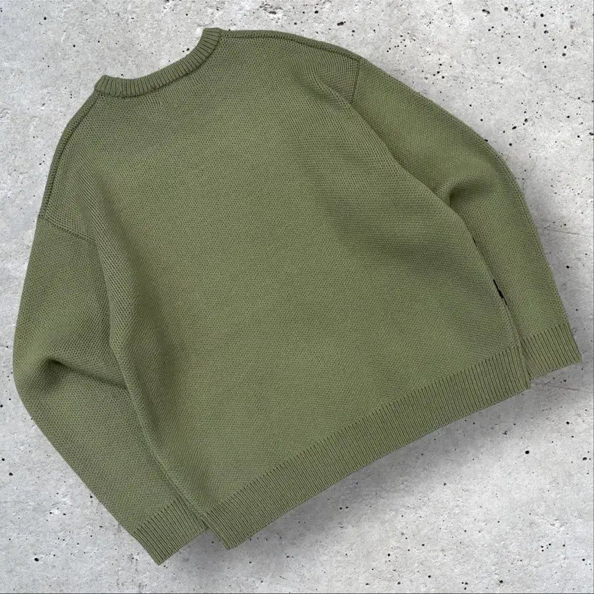 [BUNJANG] Critic Scout Boy Graphic Knit Olive / [M] 크리틱 스카웃보이 그래픽 니트 올리브 D177