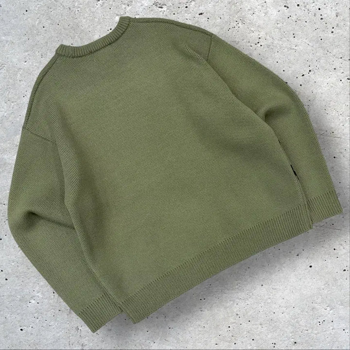 [BUNJANG] Critic Scout Boy Graphic Knit Olive / [M] 크리틱 스카웃보이 그래픽 니트 올리브 D177
