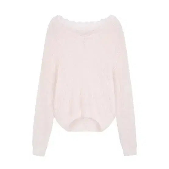 [BUNJANG] Clicheria Blush Pink Off-Shoulder Knit Top / 클리시어 블러쉬 니트 핑크 Blush lace off- shoulder