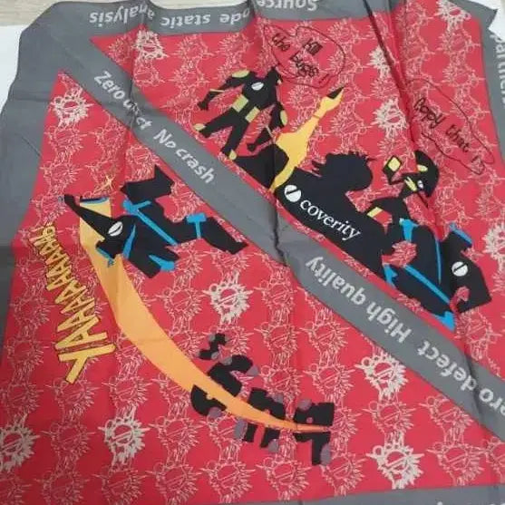[BUNJANG] Code Static Red Pattern Scarf Handkerchief / 코드스테틱 레드 패턴 스카프 손수건