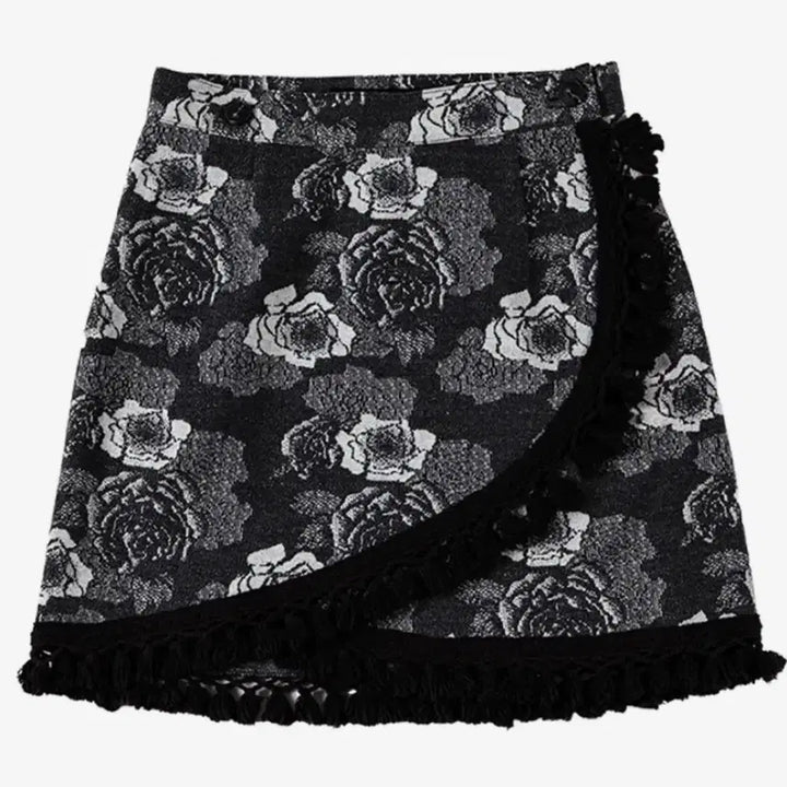 [BUNJANG] Running High Jacquard Fabric Flower Wrap Skirt / 러닝하이 자카드 패브릭 플라워 랩 스커트