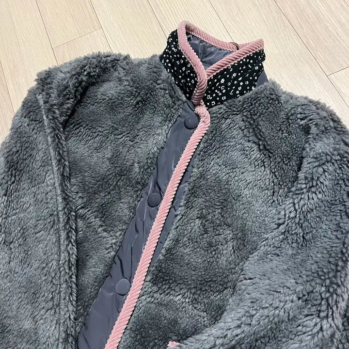 [BUNJANG] Hanseom Form The Store Wool Embroidered Sequin Sherpa Jacket / 21년 한섬 폼더스토어 울 자수 스팽글 양털점퍼 뽀글이자켓후리스큐빅그레이