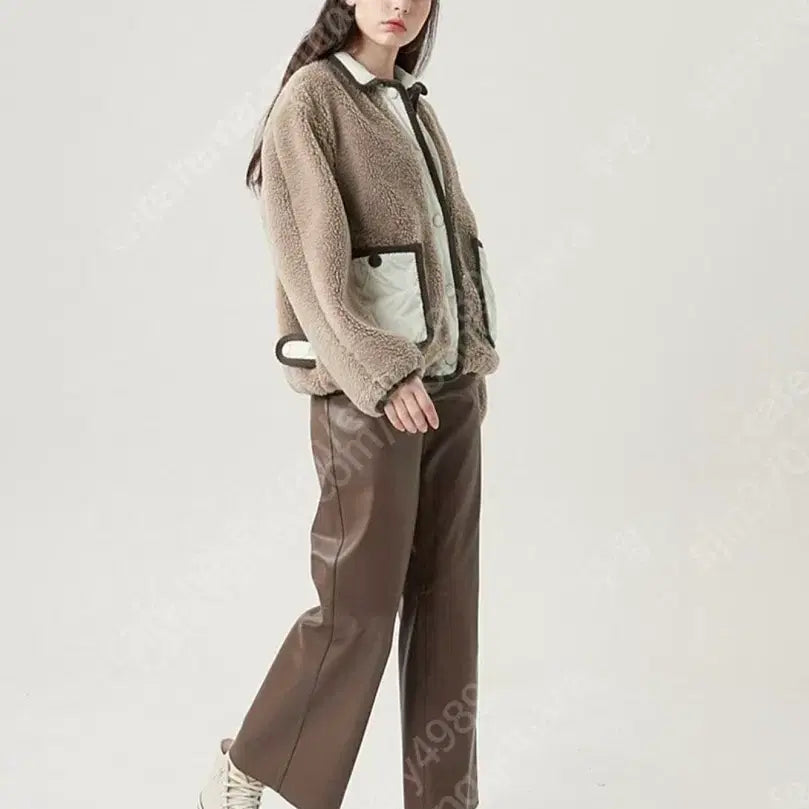 [BUNJANG] Hanseom Form The Store Wool Embroidered Sequin Sherpa Jacket / 21년 한섬 폼더스토어 울 자수 스팽글 양털점퍼 뽀글이자켓후리스큐빅그레이