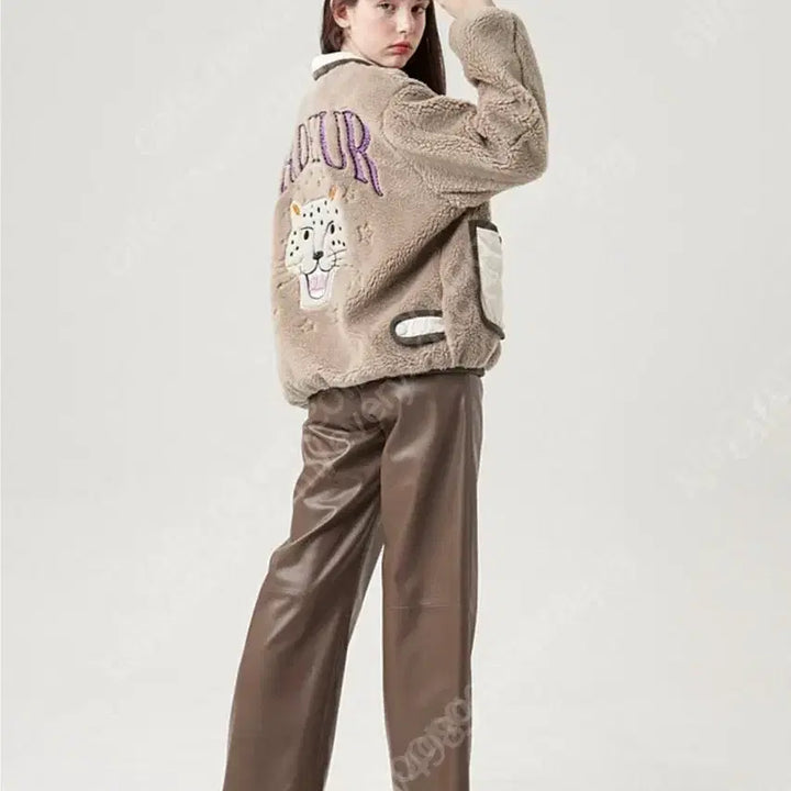 [BUNJANG] Hanseom Form The Store Wool Embroidered Sequin Sherpa Jacket / 21년 한섬 폼더스토어 울 자수 스팽글 양털점퍼 뽀글이자켓후리스큐빅그레이