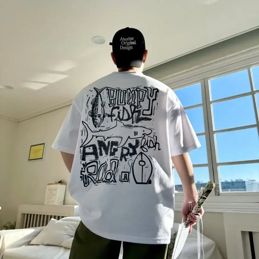[BUNJANG] Angry Shark Short Sleeve T-shirt / 앵그리상어 반팔 티셔츠