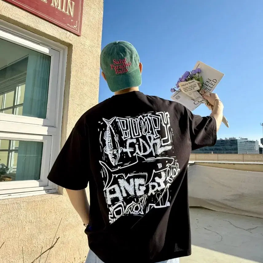[BUNJANG] Angry Shark Short Sleeve T-shirt / 앵그리상어 반팔 티셔츠
