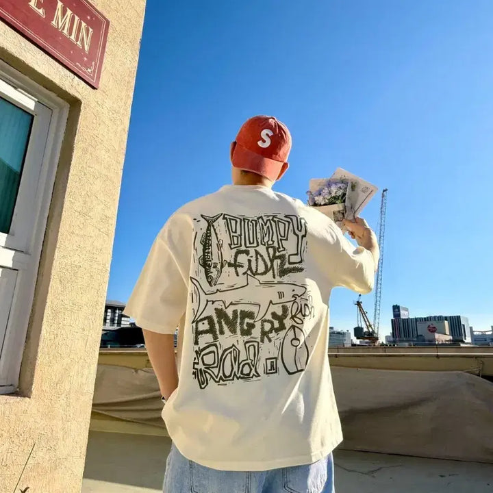 [BUNJANG] Angry Shark Short Sleeve T-shirt / 앵그리상어 반팔 티셔츠