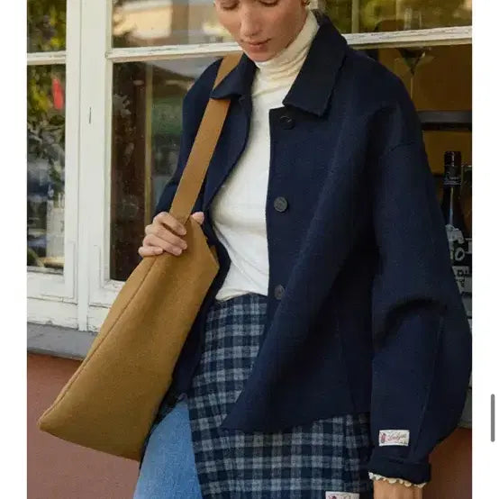 [BUNJANG] ANEU Finn Single Collar Handmade Jacket (Navy) / 앤유 퓐 싱글카라 핸드메이드 자켓 (Navy)