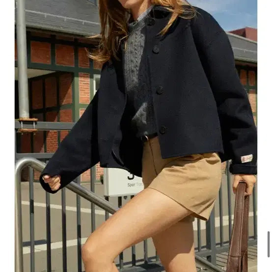[BUNJANG] ANEU Finn Single Collar Handmade Jacket (Navy) / 앤유 퓐 싱글카라 핸드메이드 자켓 (Navy)