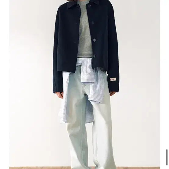 [BUNJANG] ANEU Finn Single Collar Handmade Jacket (Navy) / 앤유 퓐 싱글카라 핸드메이드 자켓 (Navy)