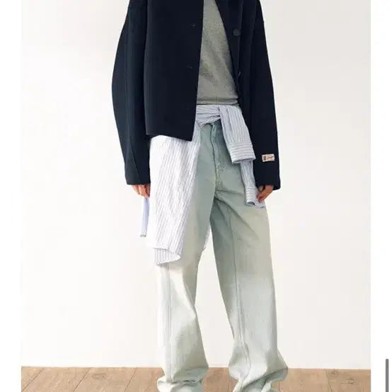 [BUNJANG] ANEU Finn Single Collar Handmade Jacket (Navy) / 앤유 퓐 싱글카라 핸드메이드 자켓 (Navy)