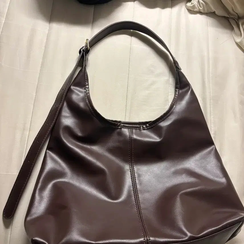 [BUNJANG] Brown Leather Hobo Bag Shoulder Bag / 새상품) 브라운 레더 호보백 숄더백