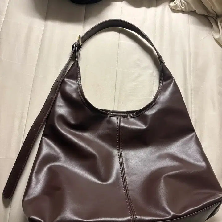 [BUNJANG] Brown Leather Hobo Bag Shoulder Bag / 새상품) 브라운 레더 호보백 숄더백