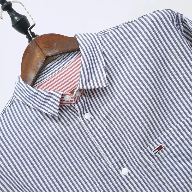 [BUNJANG] Tommy Hilfiger Tommy Jeans Cotton Striped Reversible Shirt / 타미힐피거 타미진스 코튼 스트라이프 긴소매 리버서블 셔츠