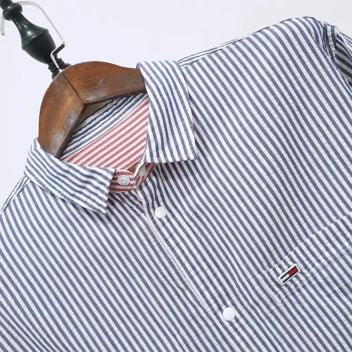 [BUNJANG] Tommy Hilfiger Tommy Jeans Cotton Striped Reversible Shirt / 타미힐피거 타미진스 코튼 스트라이프 긴소매 리버서블 셔츠